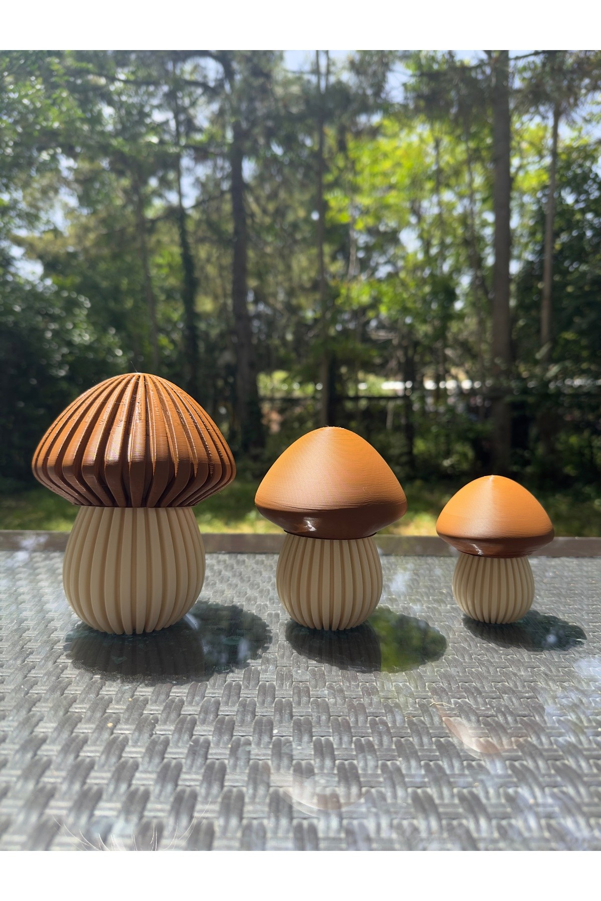 3'lü Dekoratif Mantar Tealight Biblo Set