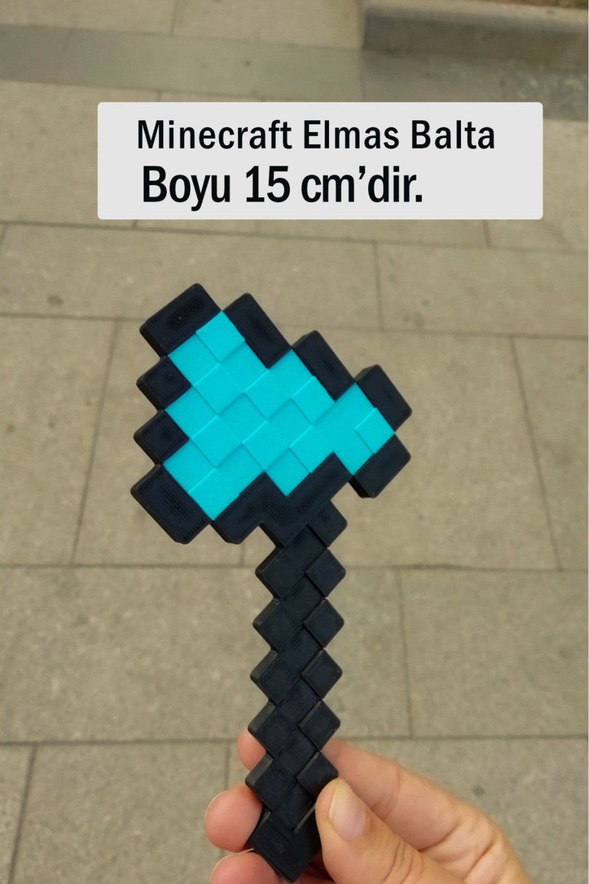 ( 3 Lü Takım) Minecraft Kılıç-Kazma-Balta 17 CM Üçlü Elmas Set / Minecraft Üçlü Oyuncak